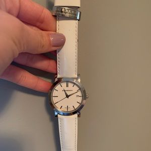 Burberry white leather watch